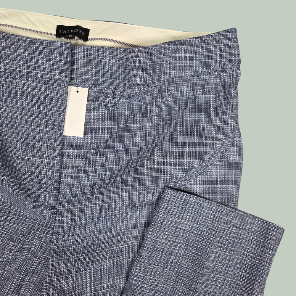 Talbots NEW $129 Women 12 Blended Tweed Ankle Dress Pants Blue Pleated Office